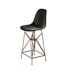 Banqueta Bistrô Alta Eames Eiffel Preta Base Ferro Cobre