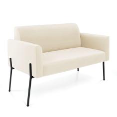 Sofá Namoradeira 2 Lugares Pé De Ferro Preto Marisa Veludo D03 - D`rossi Cor Bege