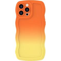 miyonsin Capa para iPhone 14 Pro, design de moldura ondulada ondulada para mulheres e meninas, linda capa de telefone de cor gradiente ondulada, macia TPU SLiquid silicone para proteção de câmera para