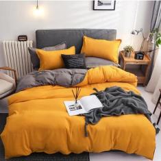 Jogo De Cama Casal Comum 7 Peças Amarelo Decor Gray - Casa Da Fama