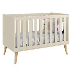 Berço Mini Cama Theo com Pés Madeira Natural - Reller Móveis, Areia Fo