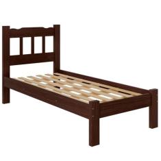 Cama Solteiro New Perola Madeira Maciça Cor Castanho - Nemargi