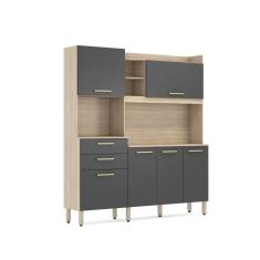 Armário Cozinha Compacta 6 Portas 2 Gavetas Pés C/ Regulagem 3 Prateleiras Select