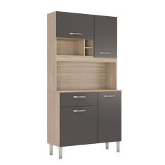 Armário Cozinha Compacta Pequena C/ Balcão 4 Portas 1 Gaveta 4 Pés Malta