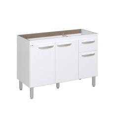 Balcão Flat De Cozinha Para Pia 3 Portas 1 Gaveta Rorato Branco