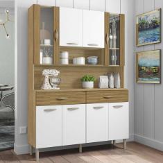 Armário De Cozinha Compacta 8 Portas 2 Gavetas Golden - Freijó-supremo-cp-ripado Freijó Freijó-supremo-cp-ripado Freijó