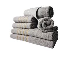 Jogo De Toalhas 2 Banho 2 Rosto 2 Piso - 6 Pçs Montreal 100% Algodão Cinza