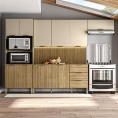 Cozinha Glam Com Balcão Com Tampo 320x217x53,3 Freijó-vanilla-cp Ripado Freijó