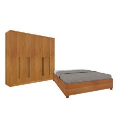 Quarto De Casal Guarda Roupa 6 Portas Portugal E Cama Box Casal Queen Monaco Espresso Móveis Cinamomo