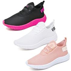 Tênis Feminino Corrida Academia Running Leve Kit 3 Peças-Feminino