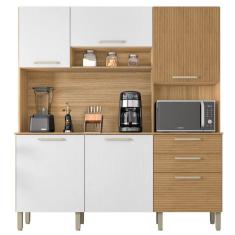 Armário de Cozinha Compacta 180cm Turim K02 Freijó/Supremo/Ripado - Mpozenato