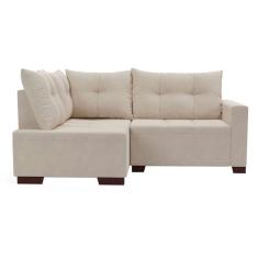 sofá de canto 4 lugares leme suede bege