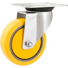 Rodízio Giratório 4", De Poliuretano E Pvc, Amarelo, Vonder.