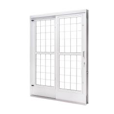 Porta de Aço de Correr e Postigo 215x160cm 2 Folhas com Grade Quadriculada Qualitysol Ramassol Branco