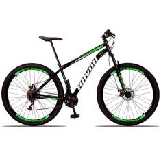 Bicicleta Mountain Bike 21 Velocidades Aço Suspensão Shimano Verde