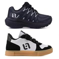 Kit Tênis Infantil Meninos Casual Botinha Jogger Escola