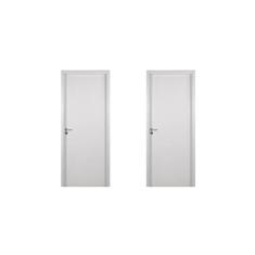 2 Kits Porta de Madeira Lisa 215x84cm com Batente de Mdf Ultra 16cm Melamínico Branco