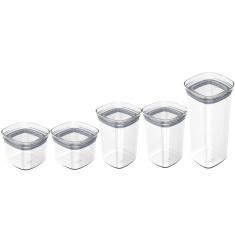 Kit Potes Herméticos 0,45L 1L e 1,5L Com Tampa Para Alimentos