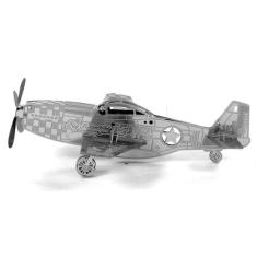 Miniatura de montar metal earth - avião mustang p-51, Cinza