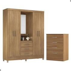 Conjunto Quarto Guarda Roupa e Comoda Ravenna Amendola - CasaH