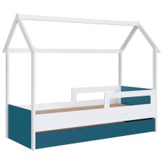 Cama Infantil Casinha Com Auxiliar Infix C06 Branco-azul - Mpozenato