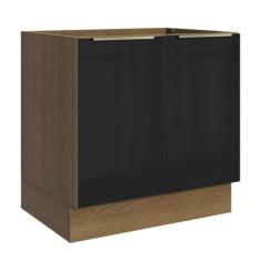 Balcão Madesa Lux 80 cm 2 Portas - Rustic/preto