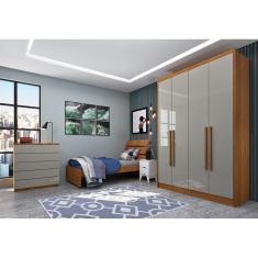 Guarda Roupa Solteiro 4 Portas 2 Gavetas - Dinamarca-Cinamomo/Off White - Tcil Móveis