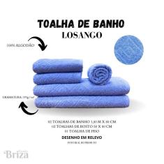 Jogo De Toalha De Banho E Rosto 5 Peças Briza - Losango Azul