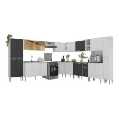 Armário De Cozinha Modulada 12 Pçs Com Balcão De Pia Siena Multimóveis