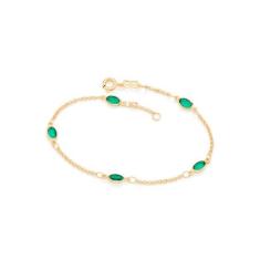 Pulseira Rommanel Banhado Ouro Elo Português Cristais Verdes 551669