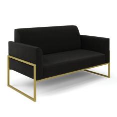 Sofá Namoradeira Base Industrial Alta Dourado Marisa Suede - DRossi, P