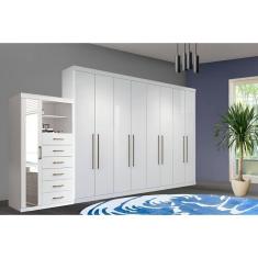 Guarda Roupa 2 Peças 1 Guarda Roupa + 1 Cômoda QC131 Branco Santos Andirá