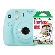 Câmera Instantânea Fujifilm Instax Mini 9 - Azul Aqua C/ 10 Fotos