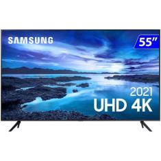 Smart TV Samsung 55 4K 2021 Tizen Comando de Voz UN55AU7700GXZD