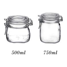 2 Potes de vidro hermético Fido Rocco Bormioli - 1 500ml + 1 750ml com tampa para armazenamento de mantimentos