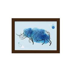 Quadro Minimalista Safari Rinoceronte Moldura Marrom 22x32cm