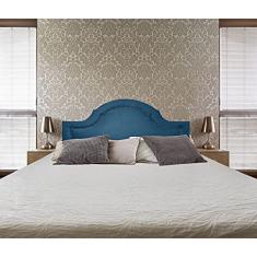 Cabeceira Casal Diamond Estilo Provençal Suede Azul Royal 140 X 60