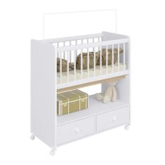 Mini Berço Moisés Completa Móveis 2 Gavetas Branca