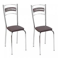 Conjunto 2 Cadeiras Cromado Ana Fil Móveis Cromado/marrom