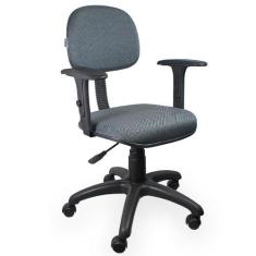 Cadeira Secretária Jserrano Cinza Com Preto Com Braço - Ultra Móveis