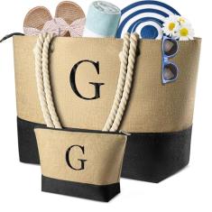 TOPEAST Presentes de Natal para mulheres - Bolsas de praia com bolsa de maquiagem, presentes essenciais de Natal, aniversário para mães e amigas, Linho amarelo, Large, G