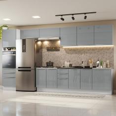 Armário De Cozinha Completa 400Cm Branco/Cinza