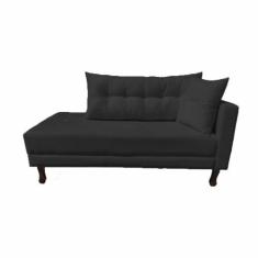Divã Recamier Troya 2,00 Cm Lado Direito Suede Preto Grafite - Neros I