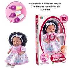 Boneca Tipo Reborn Negra 45cm Fala 62 Frases + Mamadeira 211 - Milk Br