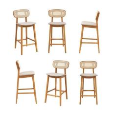 Kit 06 Banquetas Liz Cabecasa Madeiramadeira Bege