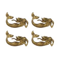 SOFFEE DESIGN Conjunto de 2 puxadores de armário vintage sereia para gaveta, tema Ocean Beach, tratamento envelhecido, maçanetas antigas com parafusos de montagem para armário, móveis de cozinha (4