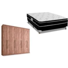 Cama Box Casal + Colchão Physical Ortobom + Guarda Roupa Master Vip 8.
