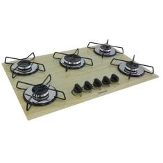 Fogão Cooktop À Gás 5 Bocas ChamaLar Ultra Chama Vidro Bivolt, Amadeir