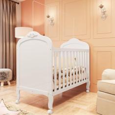 Berço Mini Cama 2 em 1 Elô Móveis Peroba Branco Brilho