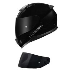 Capacete Norisk Razor Monocolor Preto Brilhante Mais Viseira Fumê, 58